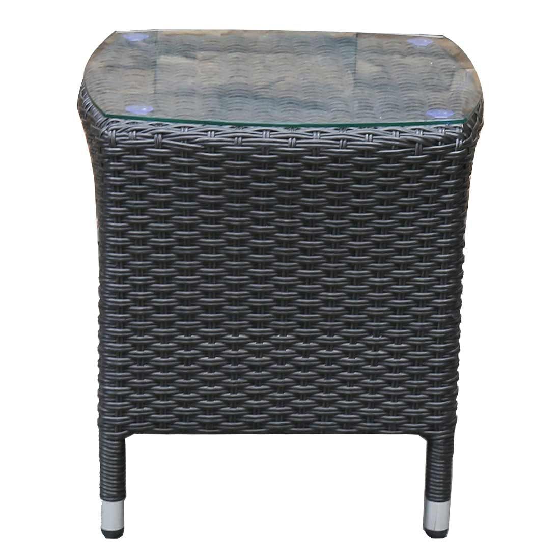 Sidebord ute Spain polyrotting og glass 45x45 cm - OUTLIV forfra