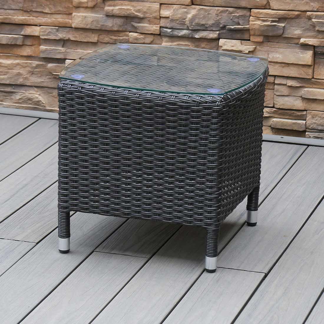 Sidebord ute Spain polyrotting og glass 45x45 cm - OUTLIV bakside