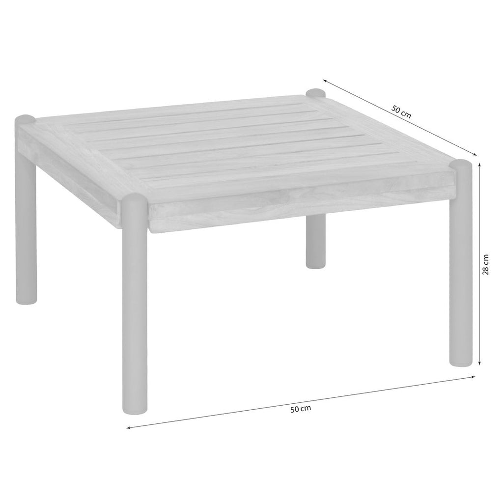 Sidebord ute Taro aluminium/teak 50x50 cm - Stern detalj av teakplate
