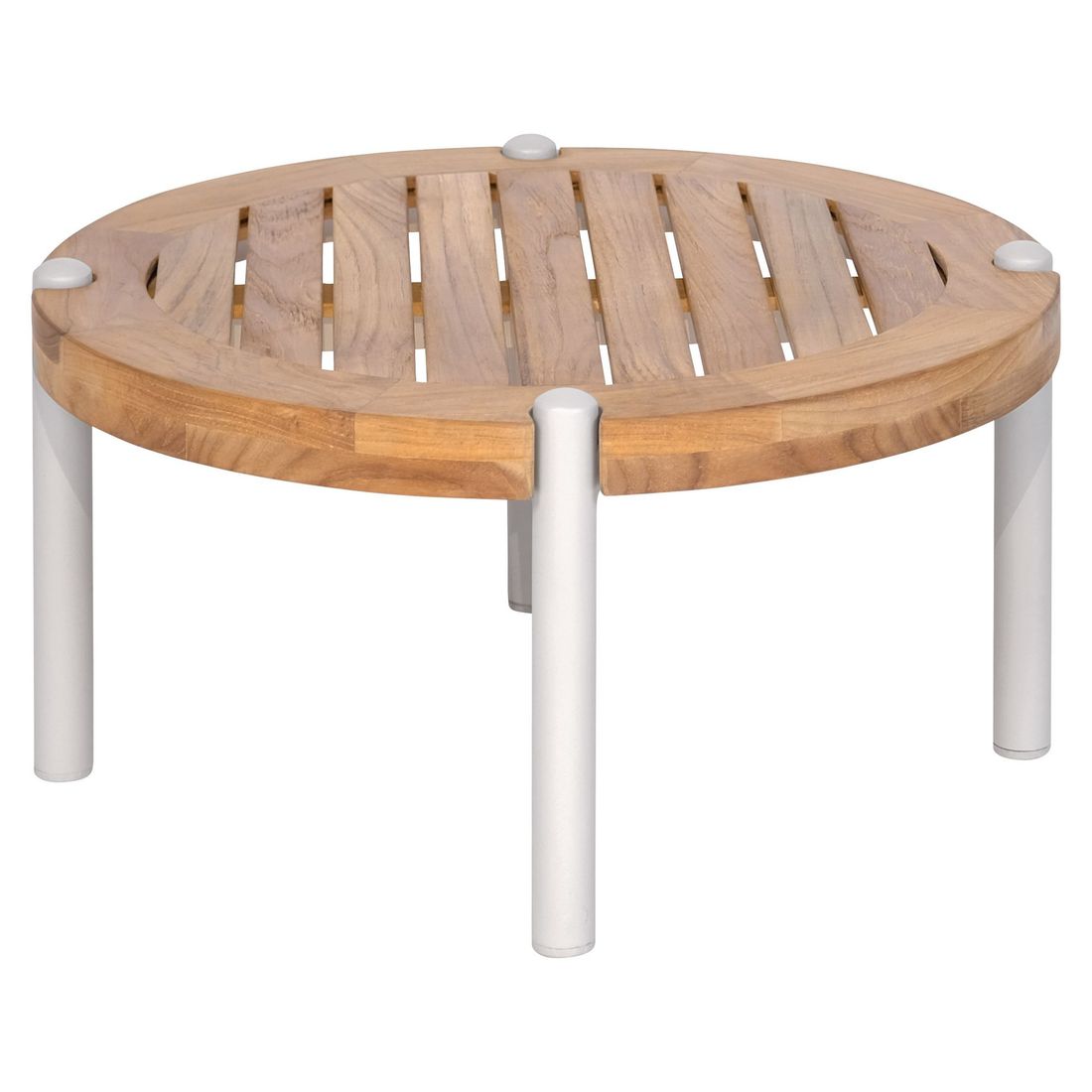 Sidebord ute Taro aluminium/teak Ø55 cm - Stern forfra