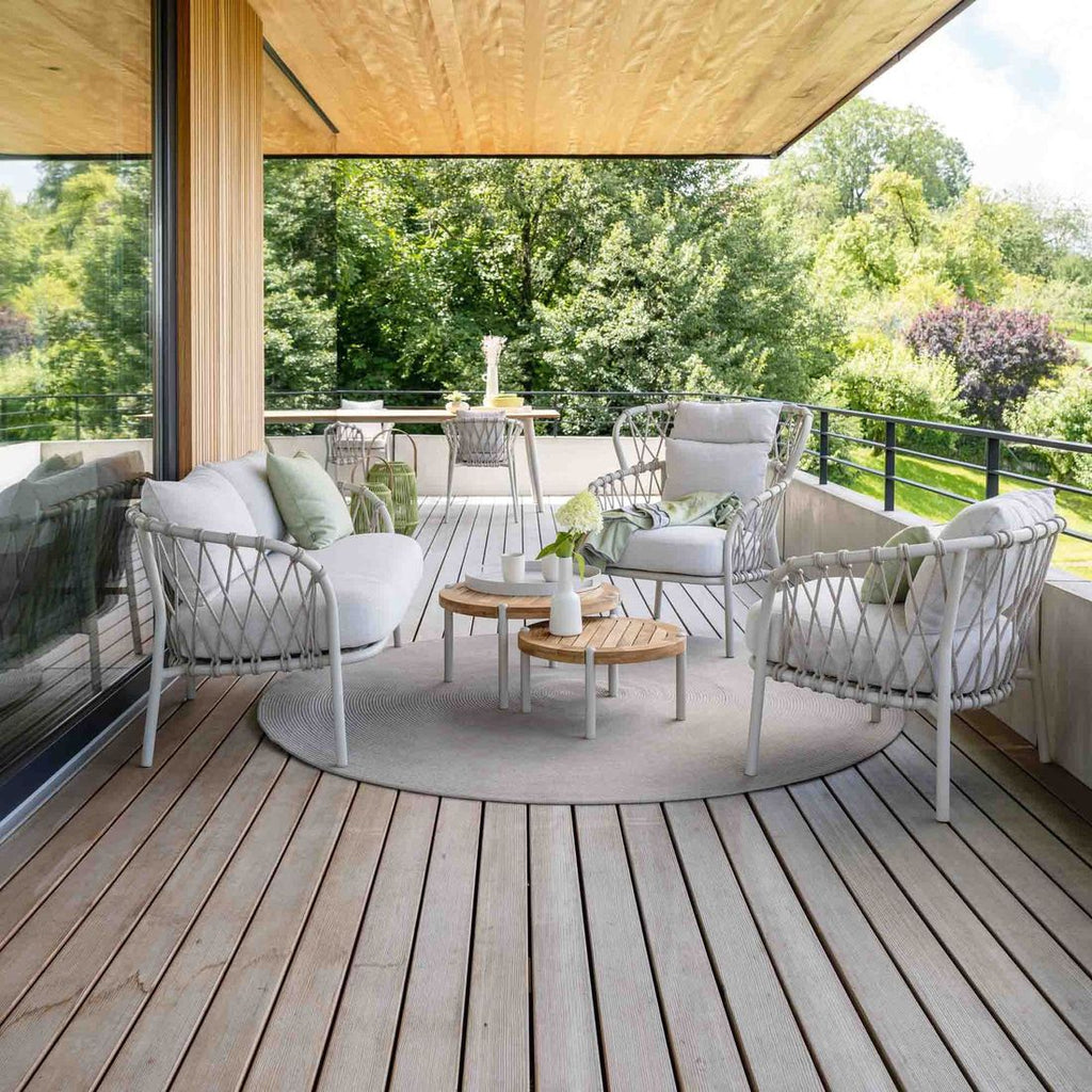 Sidebord ute Taro aluminium/teak Ø55 cm - Stern sett fra siden