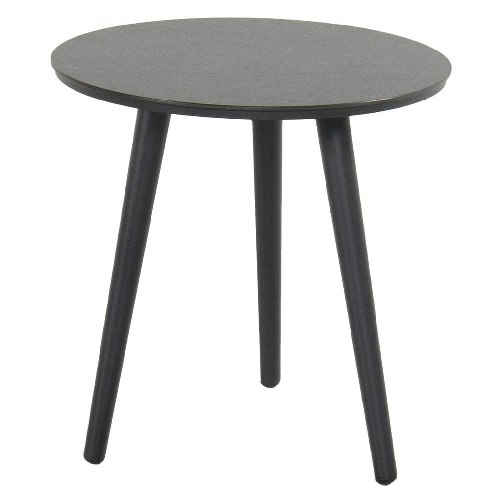 Sidebord ute Texel Ø45 cm aluminium/glasskeramikk forfra