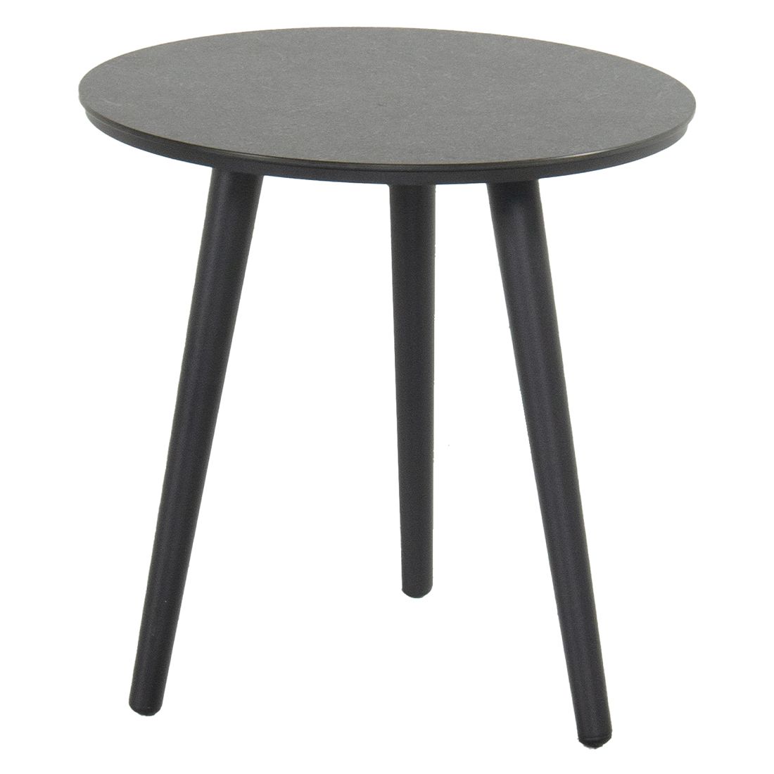 Sidebord ute Texel Ø45 cm aluminium/glasskeramikk forfra