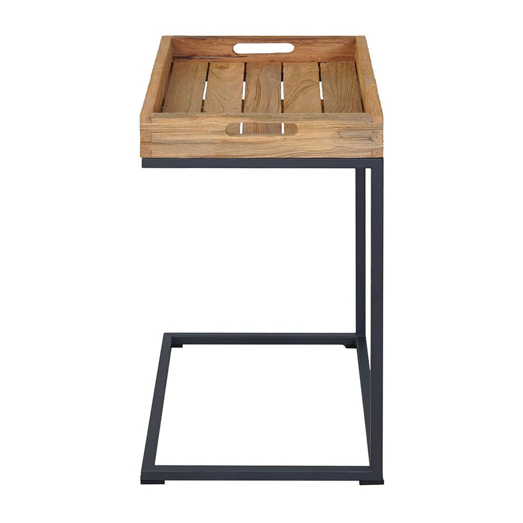 Sidebord ute Tray 46x30 cm stål/resirkulert teak montert i uterom
