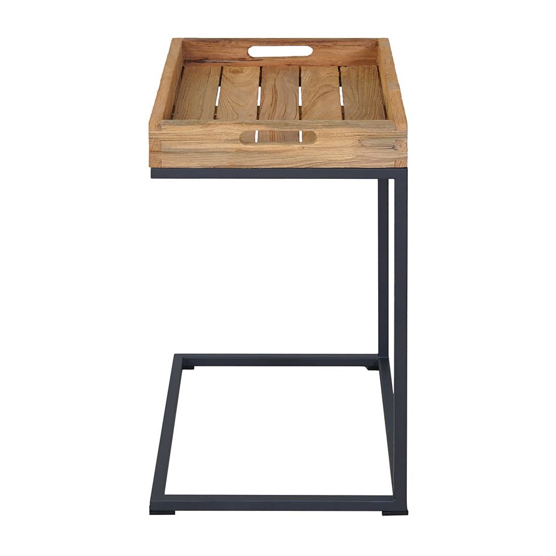 Sidebord ute Tray 46x30 cm stål/resirkulert teak montert i uterom