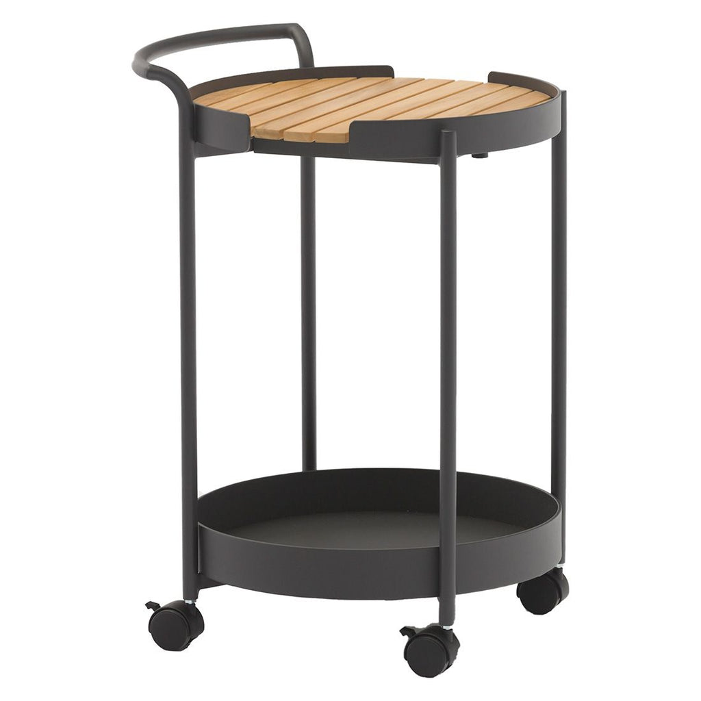 Sidebord ute Trolley 45x51 cm aluminium/teak - Zebra forfra