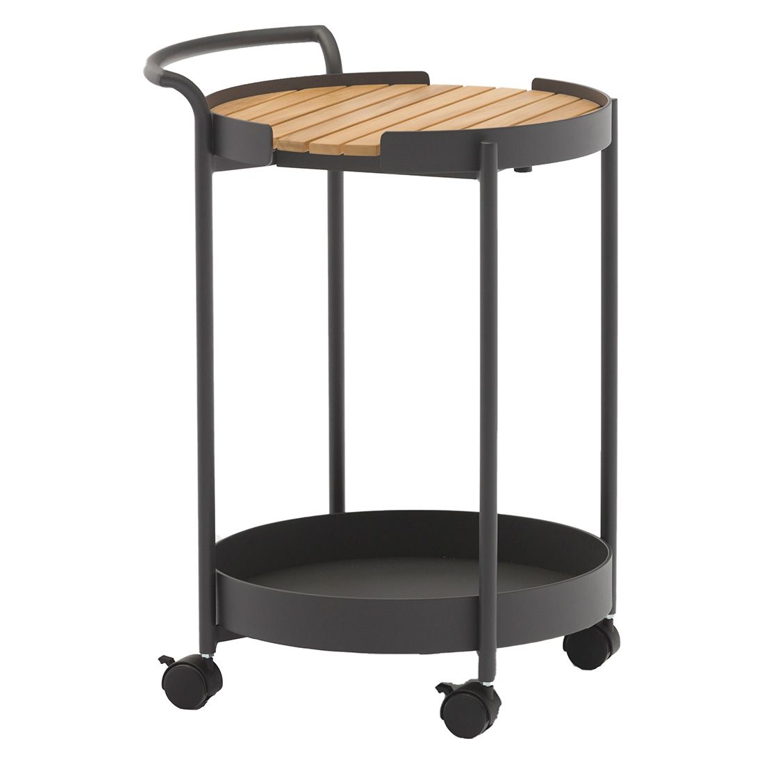 Sidebord ute Trolley 45x51 cm aluminium/teak - Zebra forfra
