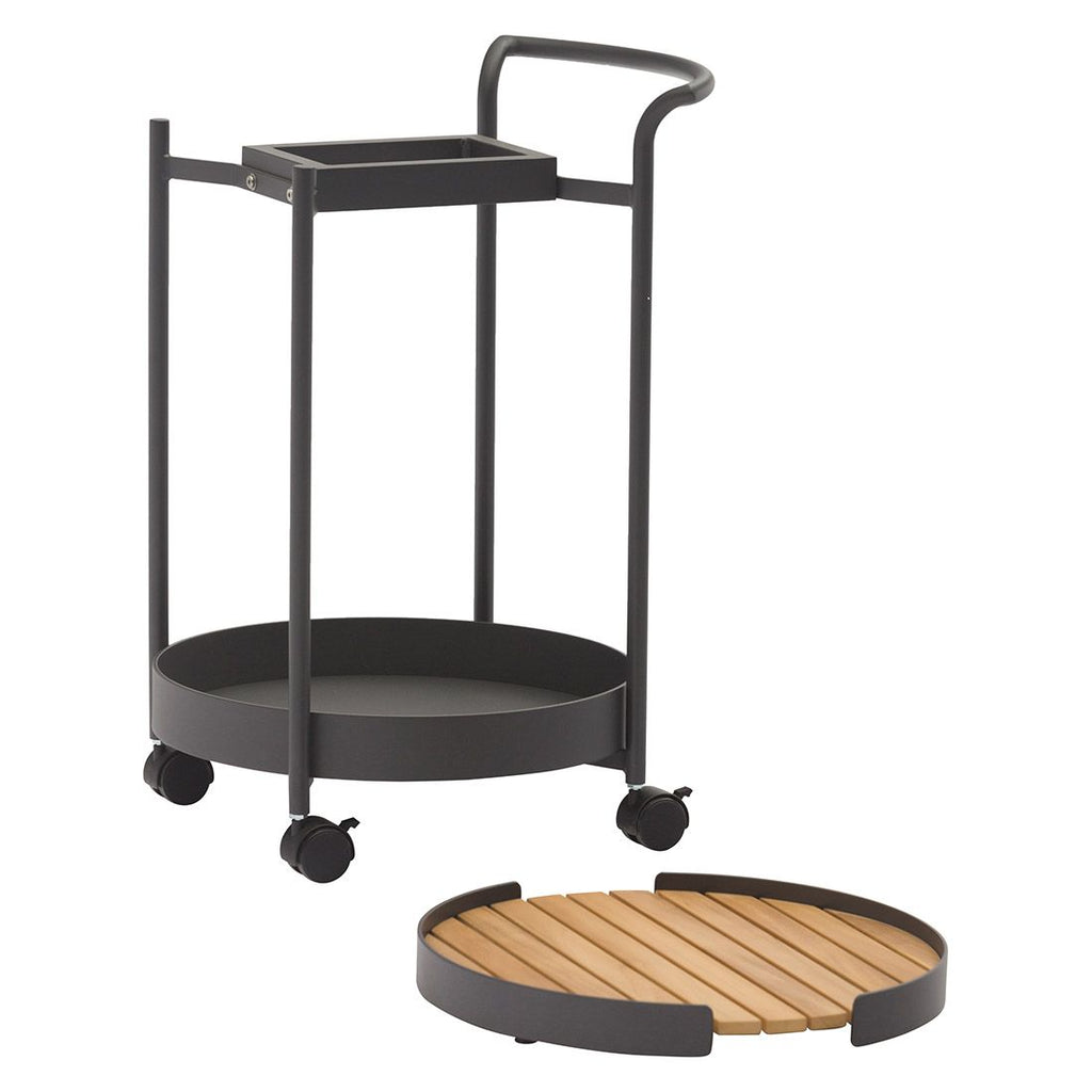 Sidebord ute Trolley 45x51 cm aluminium/teak - Zebra bakside