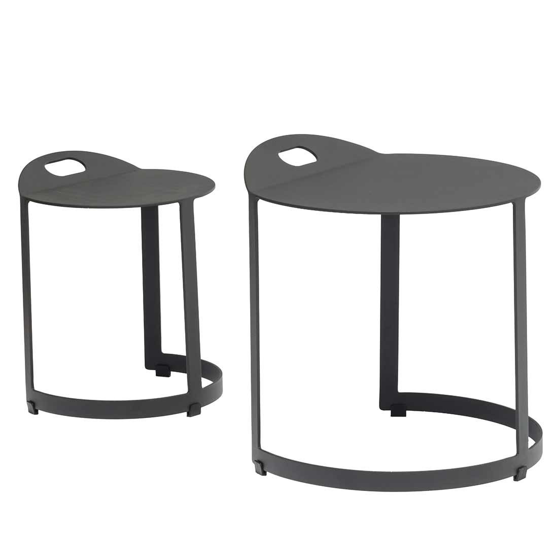 Sidebord ute Zwo sett 2-deler aluminium Ø45/Ø32 cm - Zebra forfra