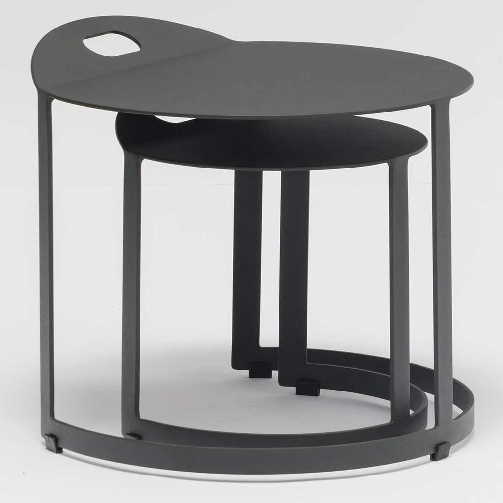 Sidebord ute Zwo sett 2-deler aluminium Ø45/Ø32 cm - Zebra detalj av bordplate