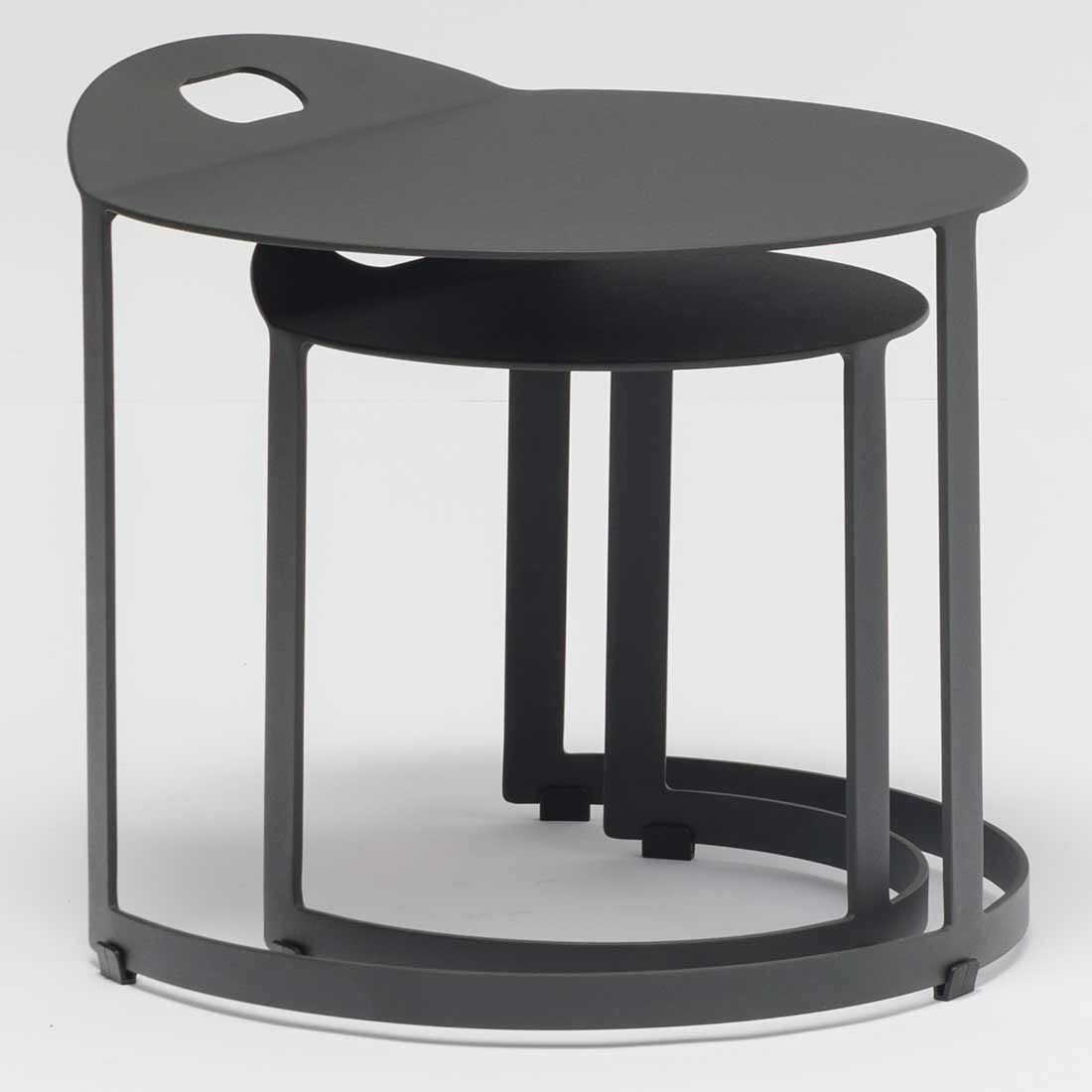 Sidebord ute Zwo sett 2-deler aluminium Ø45/Ø32 cm - Zebra detalj av bordplate