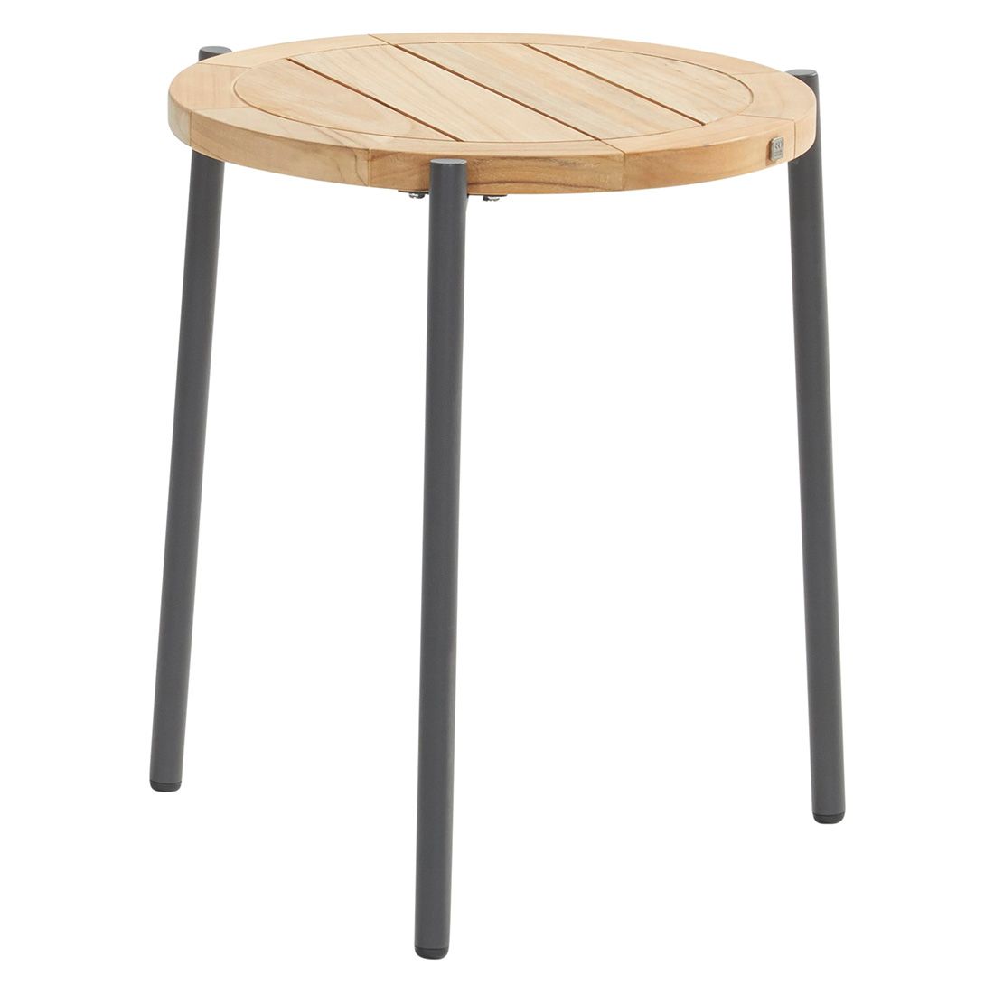 Sidebord ute Yoga aluminium/teak Ø45 cm forfra