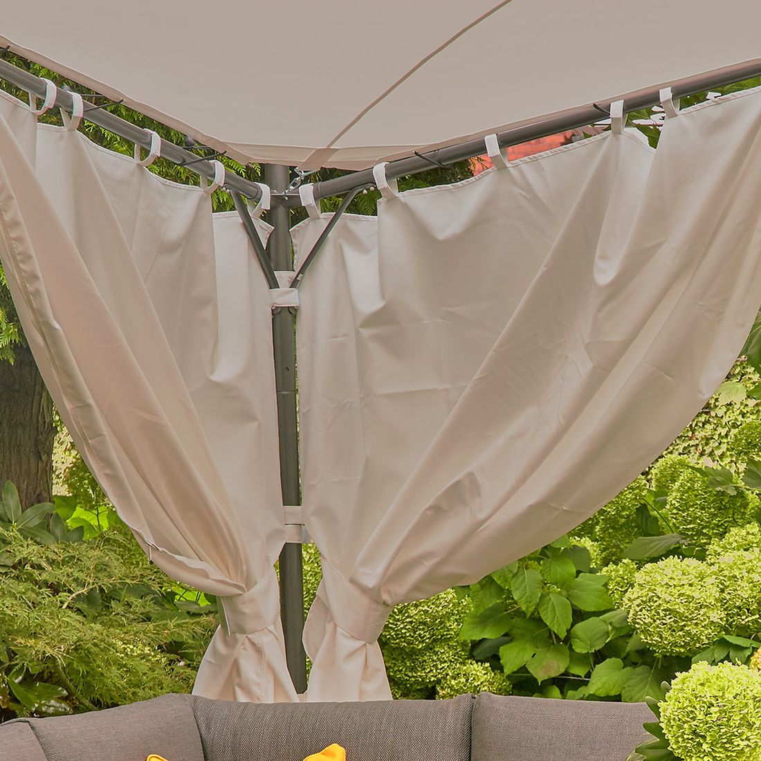 Detalj av stoff på Sidevegger Berlino pergola 300x300 cm polyester lysgrå