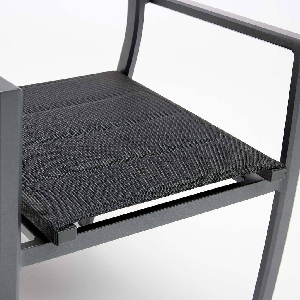 Sitteflate i outdoorstoff på Stabelstol ute Lugano aluminium tau