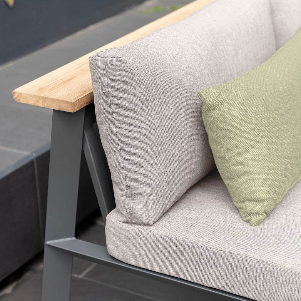 Sitteområde på spise-loungesett Jimmy aluminium/teak 216x98,5 cm