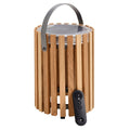 Solcellelampe Star liten aluminium/teak dimmbar forfra