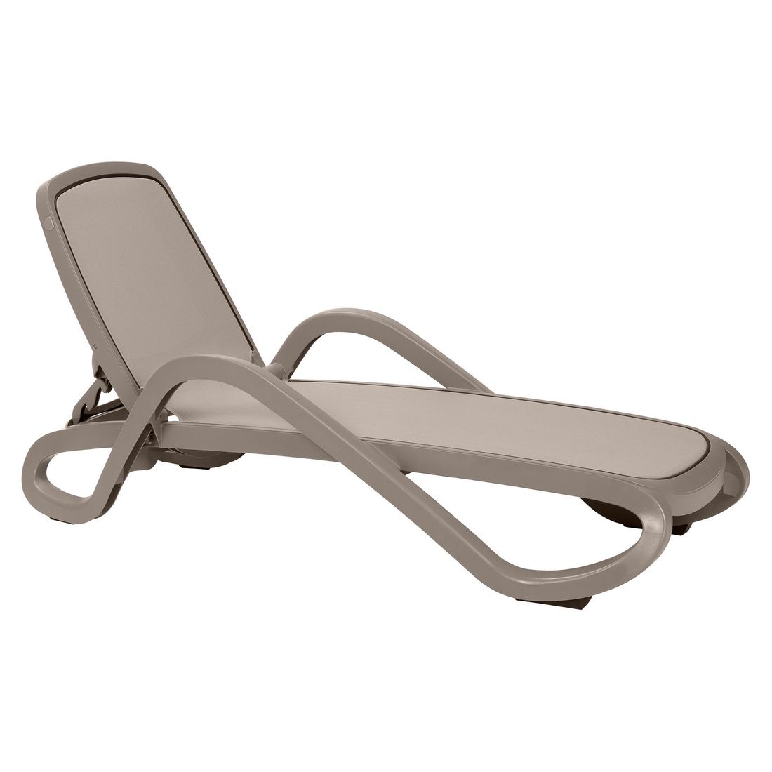 Solseng Alfa med soltak plast/textilen 194x71 cm taupe stabelbar design