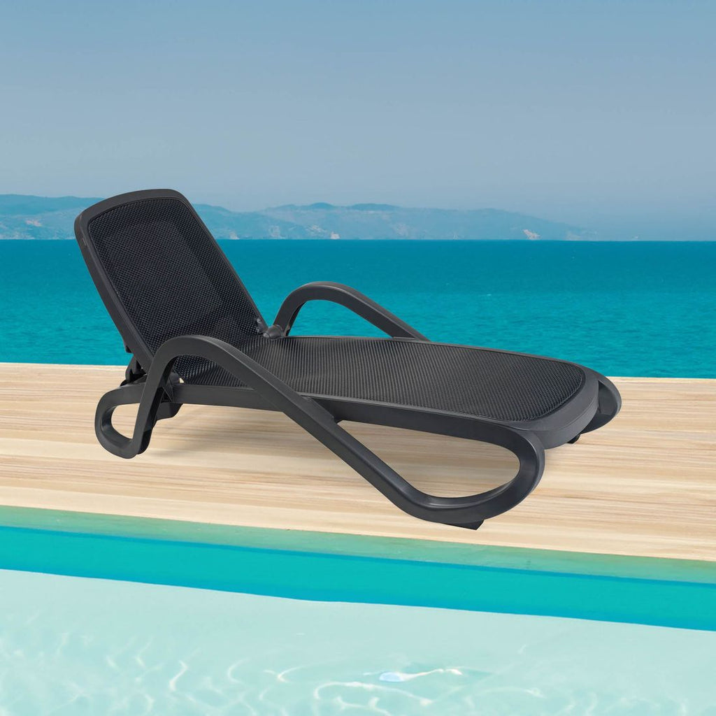 Solseng Alfa plast/textilen 194x71 cm antrasitt bakside med hjul