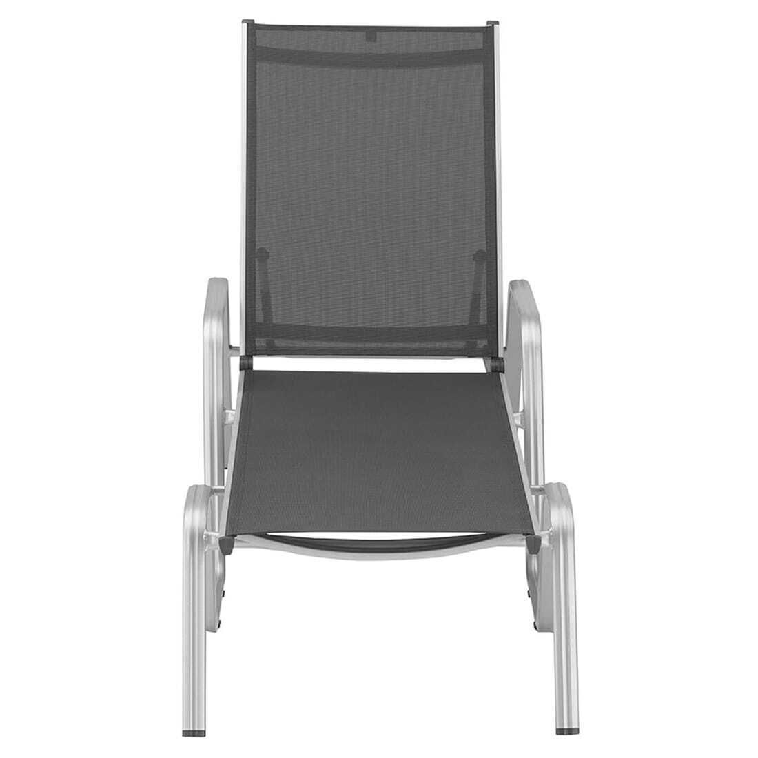 Montert Solseng Basic Plus aluminium/textilen 202x70 cm på terrasse
