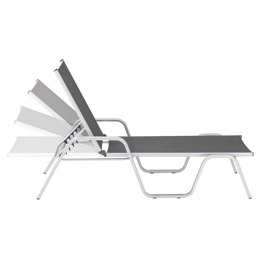 Solseng Basic Plus aluminium/textilen 202x70 cm justerbar ryggstøtte
