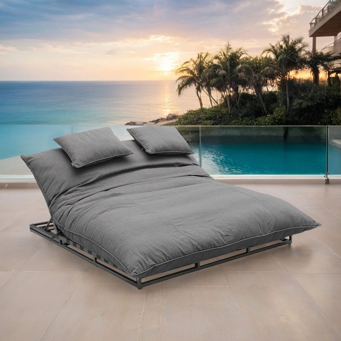 Solseng Big Heaven aluminium Sunbrella bakside med justerbar rygg