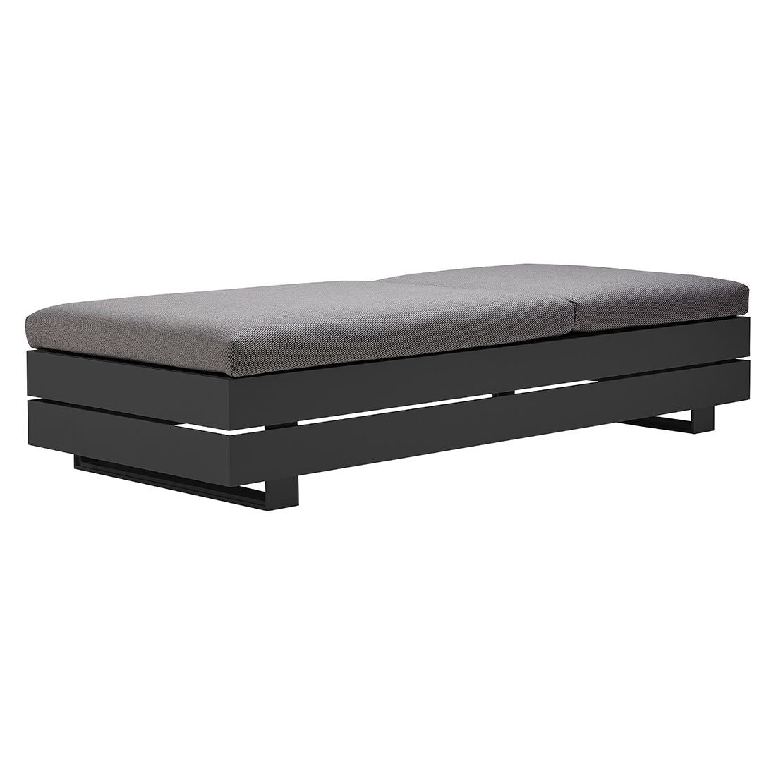 Detalj av stoff og ramme på Solseng Boxx aluminium/akryl 207 cm antrasitt