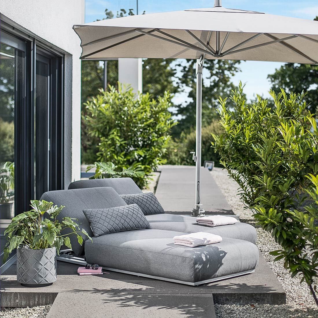 Solseng Ego justerbar aluminium/Sunbrella sølv/grå - Kettler
