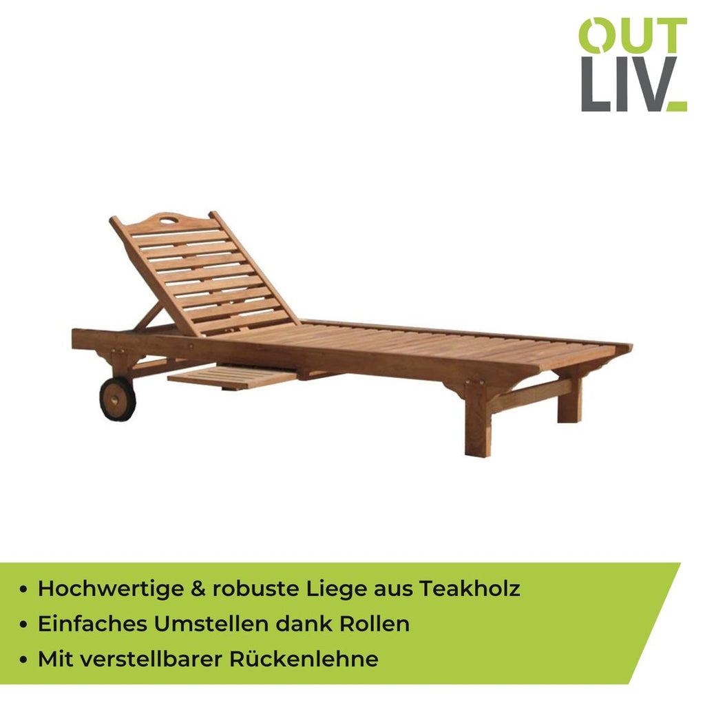 Detalj av solseng Fania resirkulert teak med sidebord
