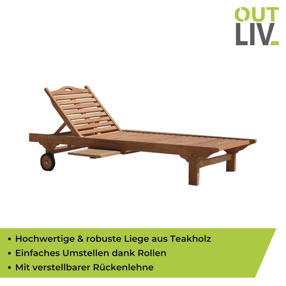 Detalj av solseng Fania resirkulert teak med sidebord