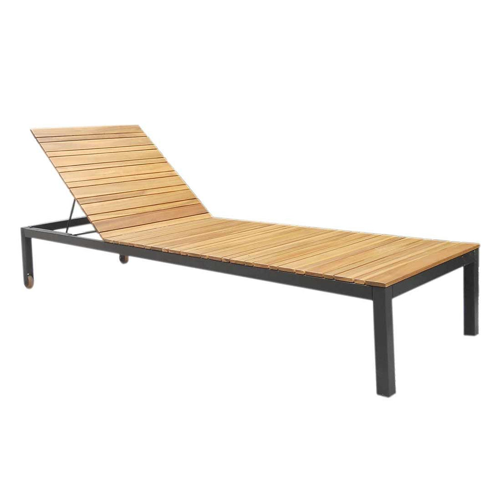 Solseng Floris justerbar stål/akasie 195 cm forfra