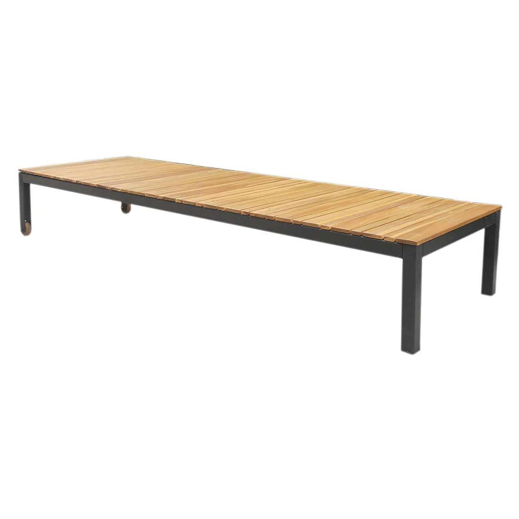 Solseng Floris justerbar stål/akasie 195 cm bakside med hjul