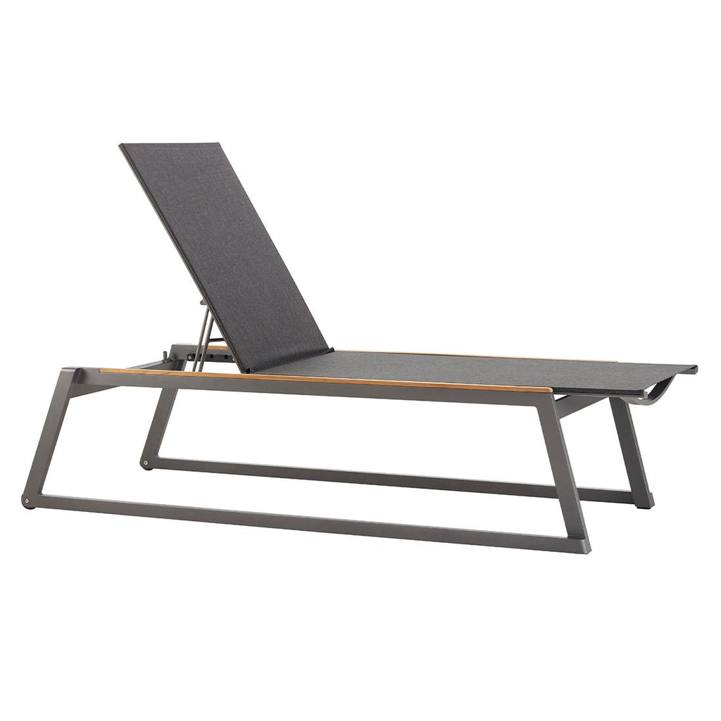 Solseng Foxx aluminium/textilen/teak 200x75 cm forfra