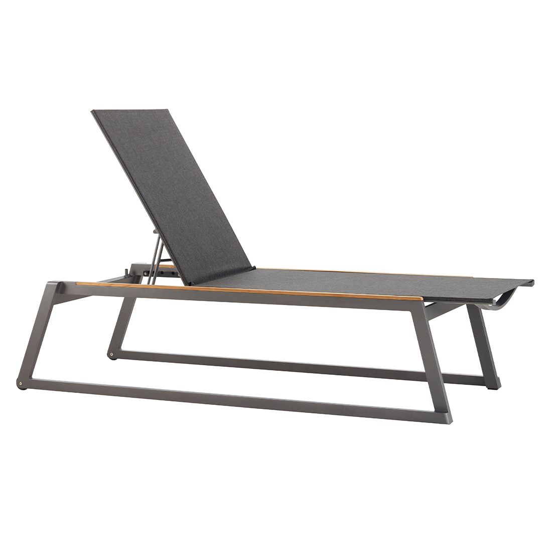 Solseng Foxx aluminium/textilen/teak 200x75 cm forfra