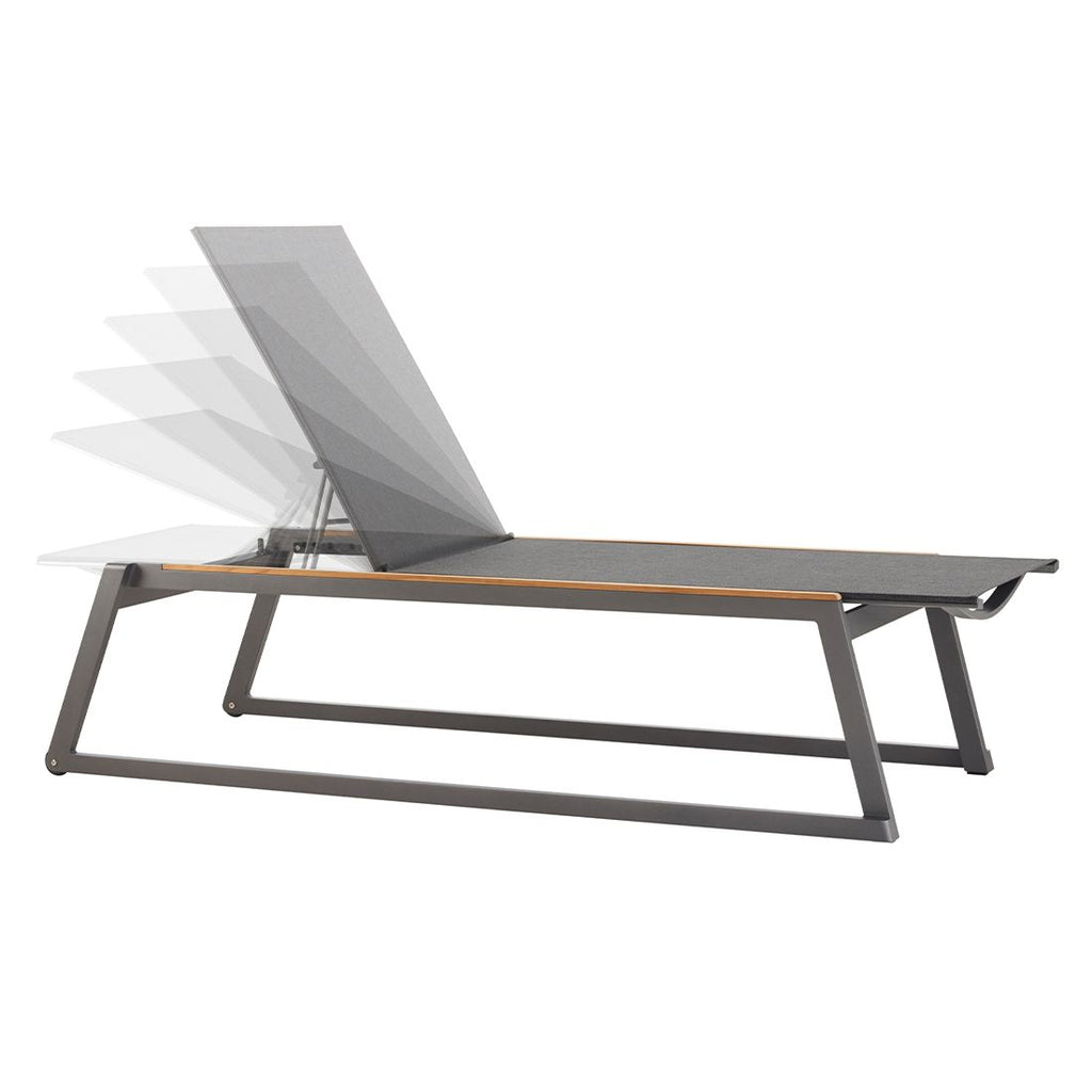 Solseng Foxx aluminium/textilen/teak 200x75 cm bakside