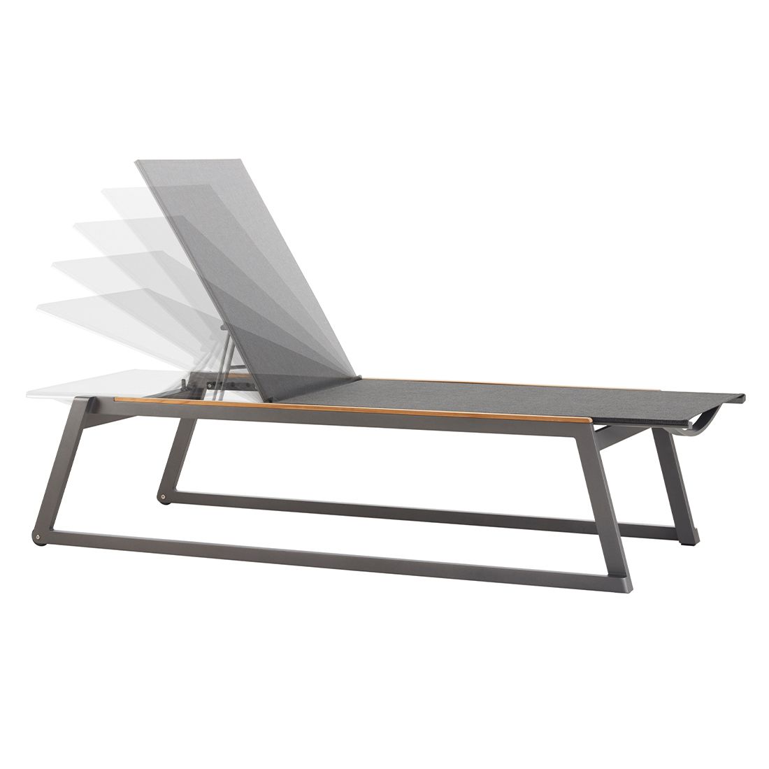 Solseng Foxx aluminium/textilen/teak 200x75 cm bakside