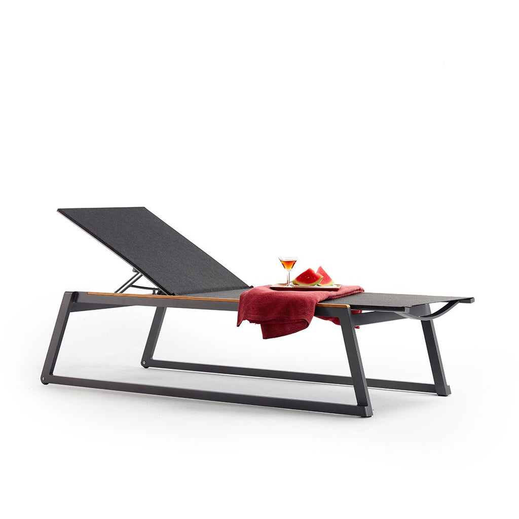 Solseng Foxx aluminium/textilen/teak 200x75 cm stablet