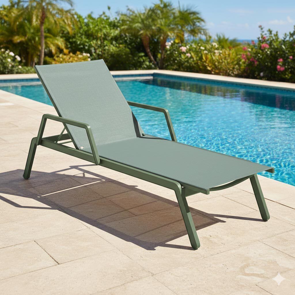 Solseng Latitude aluminium/textilen 194x76 cm bakside