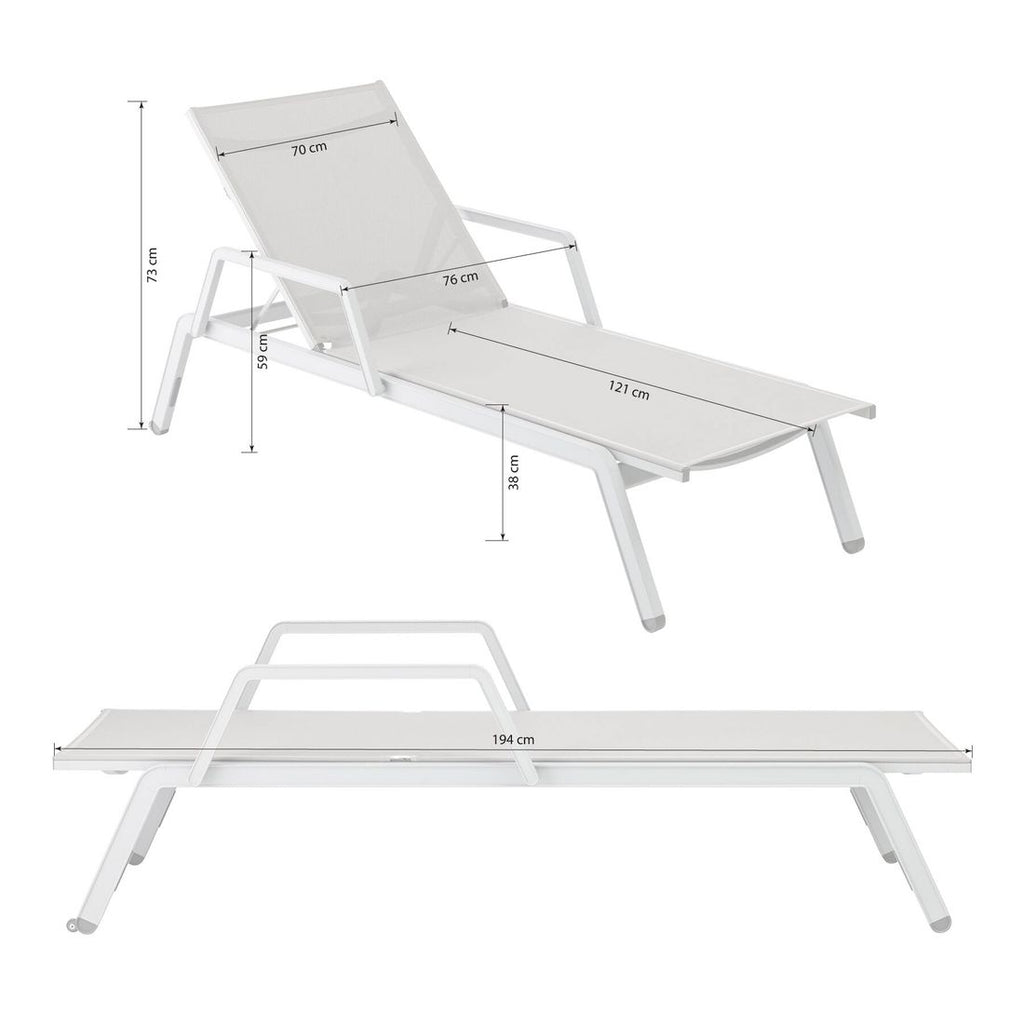 Solseng Latitude aluminium/textilen 194x76 cm detalj