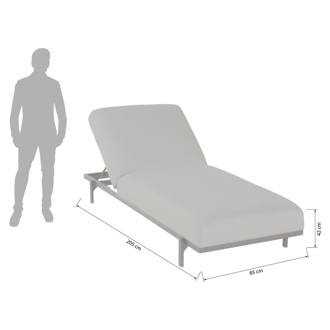 Solseng Lucas aluminium/Sunbrella 205x85 cm montert på terrasse