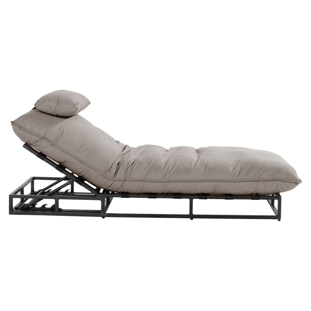 Solseng Lunen justerbar aluminium/Sunbrella 196x80 cm montert på terrasse