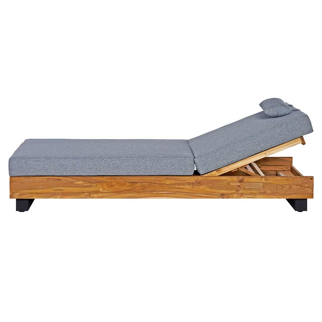 Montert solseng Madrid resirkulert teak/olefin 65x200 cm på terrasse