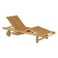 Solseng Malaga teak 76x199 cm med hjul for utebruk i naturlig treverk