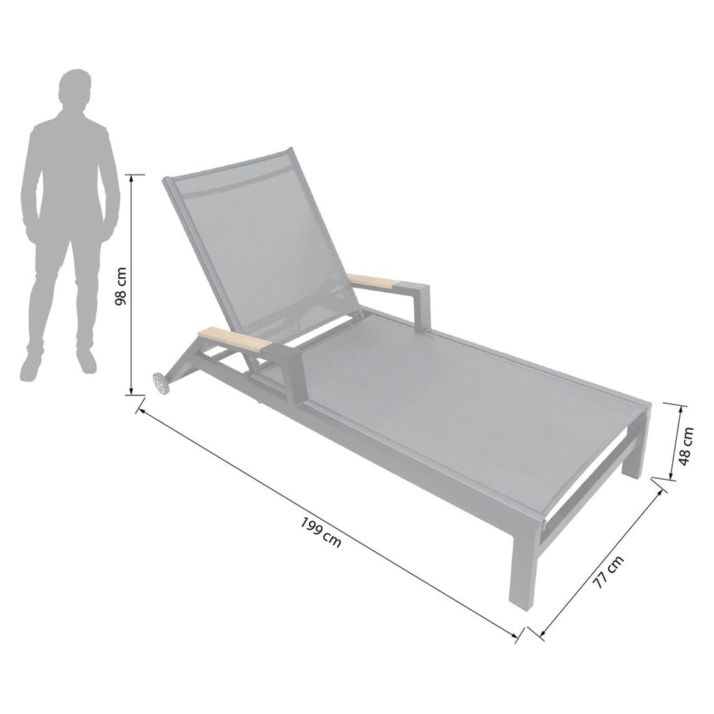 Solseng Melbourne justerbar aluminium og textilen 199 cm - OUTLIV detalj av stoff