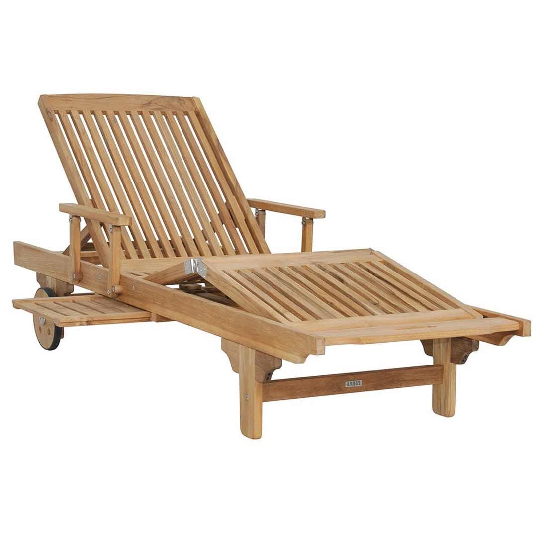 Solseng Mentor teak 62x200 cm med hjul forfra