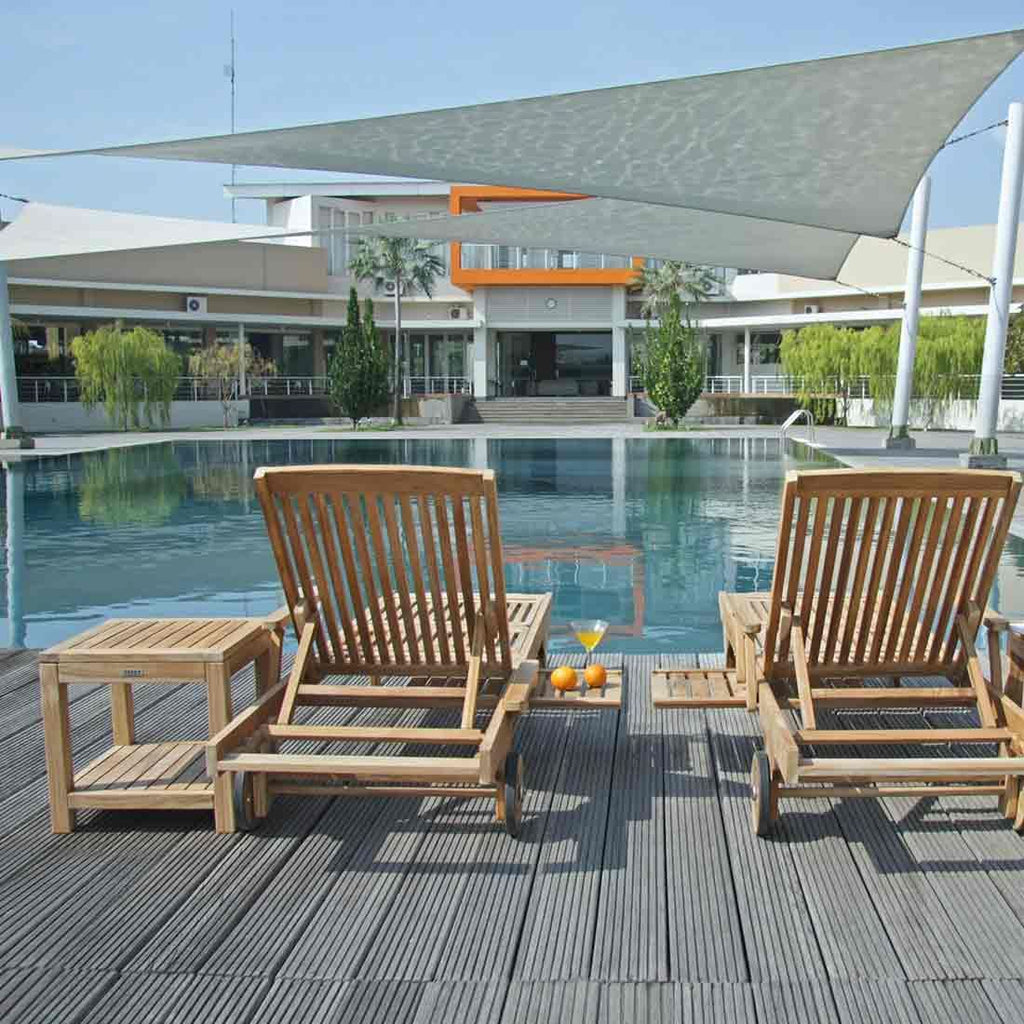 Solseng Mentor teak 62x200 cm med hjul bakside