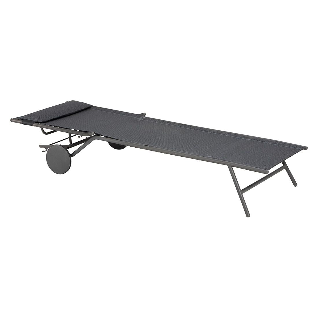 Solseng Miami II stål/Batyline 77x198 cm montert i hage