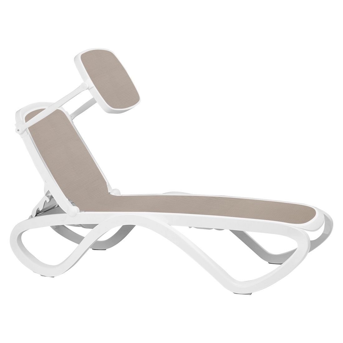 Solseng Omega sett med soltak justerbar hvit taupe bakside