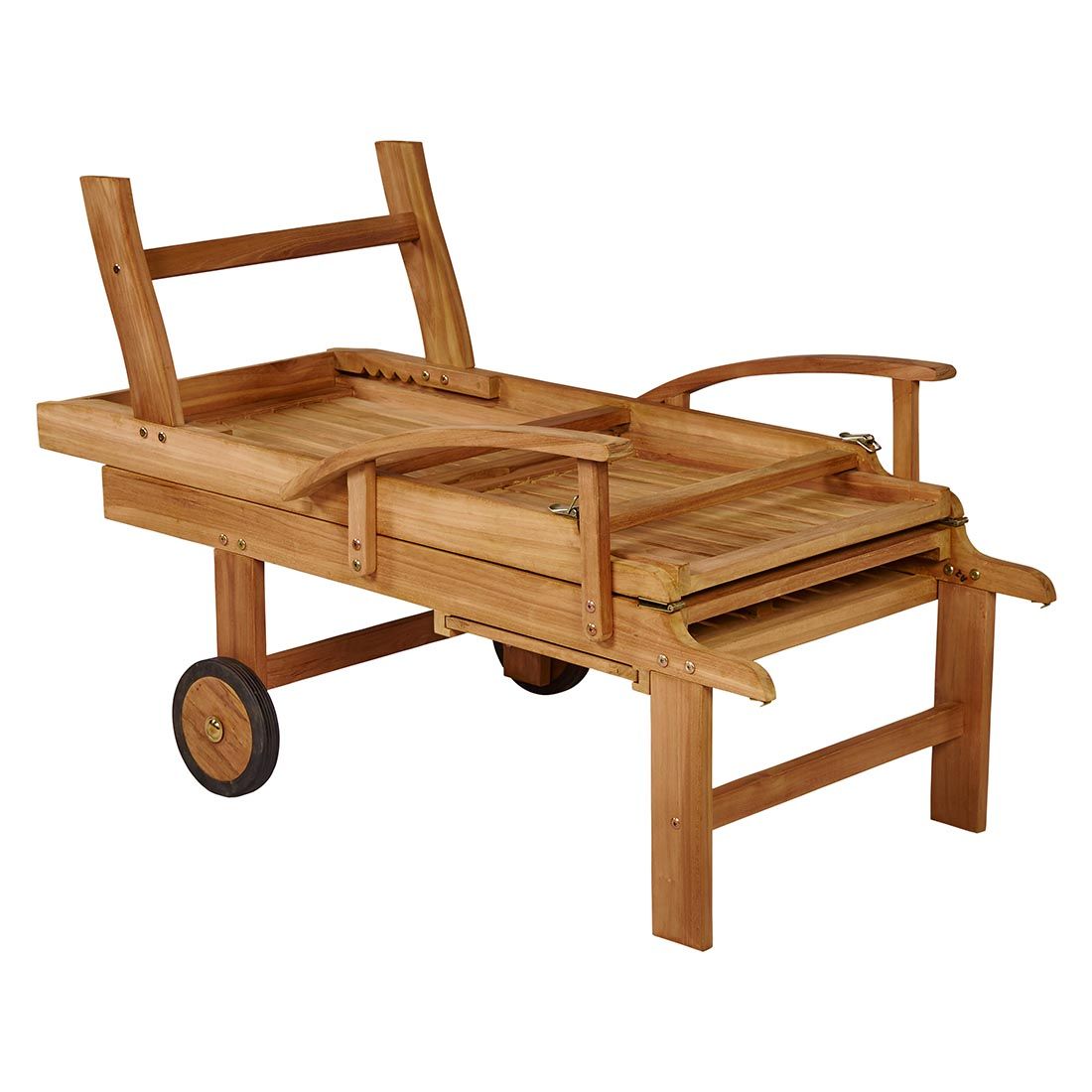 Detaljbilde av armstøtte på Solseng Ontario sammenleggbar teak 61x196 cm