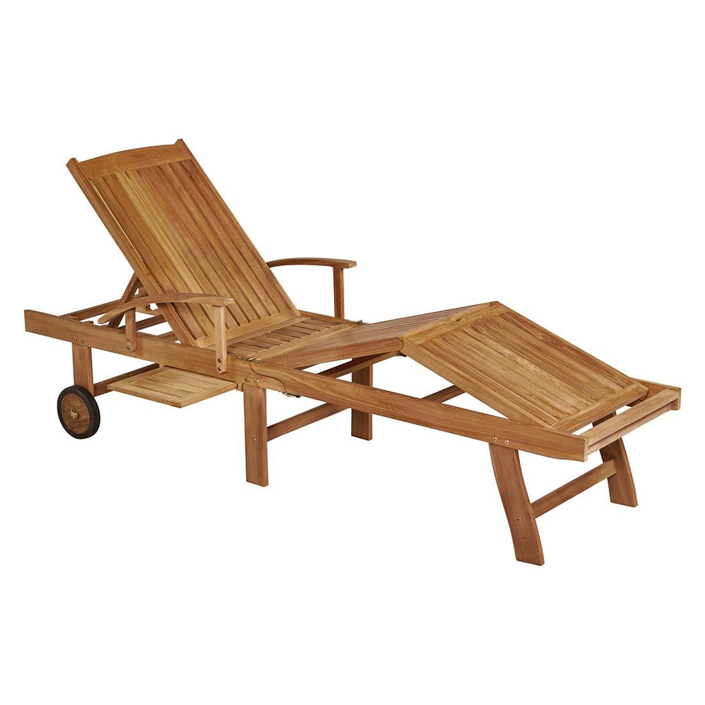 Solseng Ontario sammenleggbar teak 61x196 cm bakside