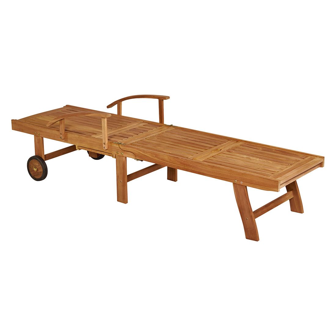 Solseng Ontario sammenleggbar teak 61x196 cm montert i hage